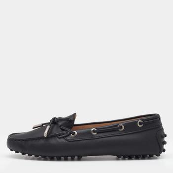 [二手商品] Tod's | Tod's Black Leather Bow Slip On Loafers Size 36商品图片,6.7折