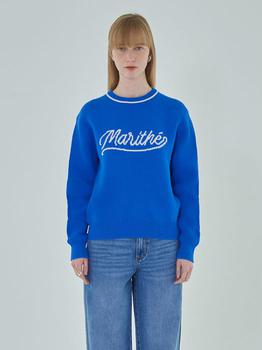 商品Marithe Francois Girbaud | Lettering Knit Top (Blue),商家W Concept,价格¥1124图片