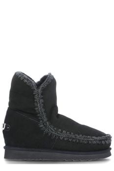 Mou | Mou Logo Plaque Stitch-Trim Wedge Boots商品图片,4.3折起, 独家减免邮费