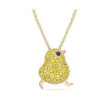 商品Macy's | Created Blue and Yellow Sapphire (3 ct. t.w.) Chick Bird Necklace in 18k Gold Over Sterling Silver,商家Macy's,价格¥828图片