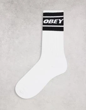 推荐Obey cooper II socks in white with black band商品