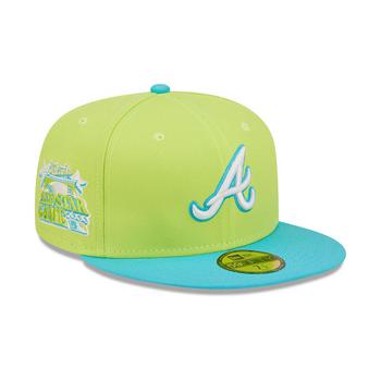 时尚mlb羽绒服男装, New Era | Men's Green Atlanta Braves 2000 MLB All-Star Game Cyber Vice 59FIFTY Fitted Hat商品图片 