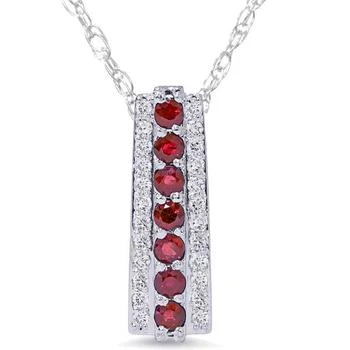 Pompeii3 | 1 1/2ct Ruby & Diamond Pendant 14 Karat White Gold 1" Tall,商家Premium Outlets,价格¥3578