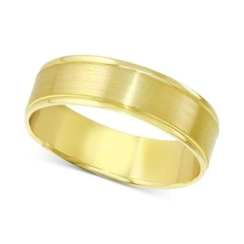 Macy's | Men's Polished & Textured Beveled Edge Wedding Band in 14k Gold,商家Macy's,价格¥11153