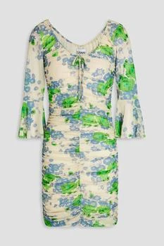 Ganni | Ruched floral-print mesh mini dress,商家THE OUTNET US,价格¥489