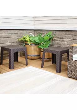 商品Sunnydaze Decor | 18.5 in Plastic Square Patio Side Table - Brown - Set of 4,商家Belk,价格¥876图片