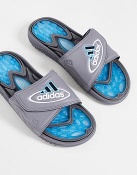 阿迪达斯拖鞋经典款, Adidas | adidas Originals Retossage sliders in grey and sky blue商品图片 7.5折
