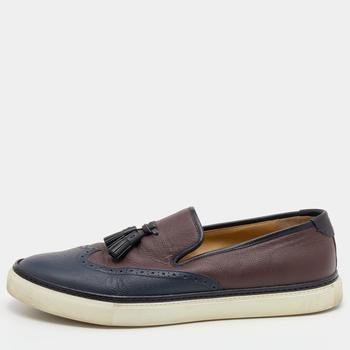 爱马仕男鞋, [二手商品] Hermes | Hermes Blue/Burgundy Brogue Leather Must Tassel Slip On Sneakers Size 44商品图片 7.6折, 满1件减$100, 满减