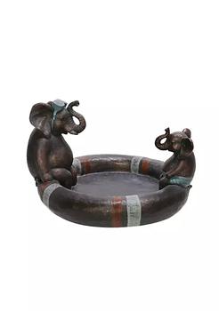 商品Duna Range | 10 Inches Polyresin Frame Dad and Son Elephant Bird Bath, Bronze,商家Belk,价格¥811图片