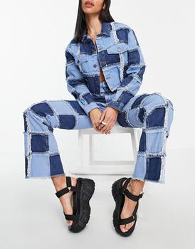 product The Ragged Priest straight leg jeans in patchwork check denim image