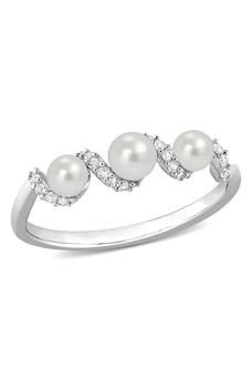 商品DELMAR | Sterling Silver 3.5-4mm Cultured Freshwater Pearl White Sapphire Ring,商家Nordstrom Rack,价格¥356图片