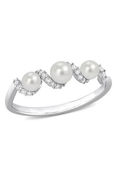 DELMAR | Sterling Silver 3.5-4mm Cultured Freshwater Pearl White Sapphire Ring,商家Nordstrom Rack,价格¥447