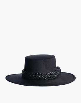 Madewell | ASN Vegan Suede Melrose Black Boater Hat商品图片,8.5折