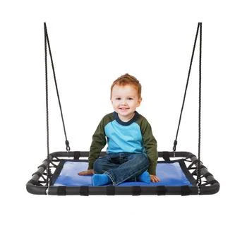 Trademark Global | Hey Play Platform Swing - 40” X 30” Hanging Outdoor Tree Or Playground Equipment Standing Rectangle Bench Swing Accessory With Adjustable Rope 