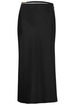 推荐La Jupe Notte black stretch-satin midi skirt商品