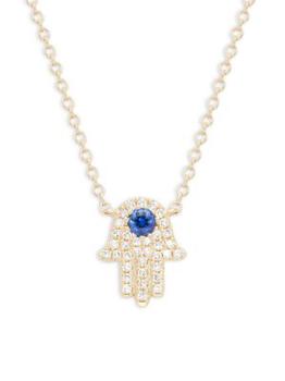 推荐14K Yellow Gold, Diamond & Sapphire Hamsa Pendant Necklace商品