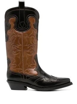 推荐Mid Shaft Embroidered Western Boot Bicol Blck商品