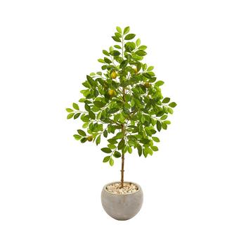 NEARLY NATURAL, NEARLY NATURAL | 54" Lemon Artificial Tree in Sand Colored Planter商品图片 6.9折