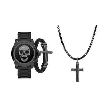 商品Ed Hardy | Men's Matte Black Metal Bracelet Watch 46mm Gift Set,商家Macy's,价格¥565图片