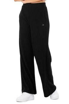 Alo | Ribbed Take Comfort Wide Leg Pant - Black,商家Alo yoga,价格¥609