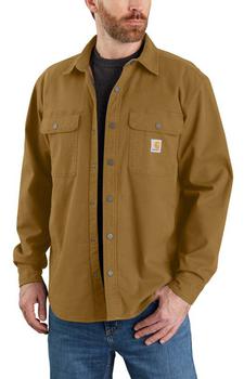 卡哈特外套是什么牌子, Carhartt | (105419) Rugged Flex Relaxed Fit Canvas Fleece-Lined Shirt Jacket - Oak Brown商品图片 