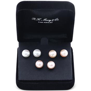 商品EFFY® 3-Pc. Set Pink, Peach, & White Cultured Freshwater Pearl (9mm) Stud Earrings in Sterling Silver图片