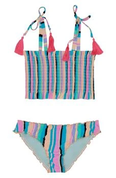 Beach Lingo | Kids' Playa Stripe Smocked Two-Piece Swimsuit,商家Nordstrom Rack,价格¥118