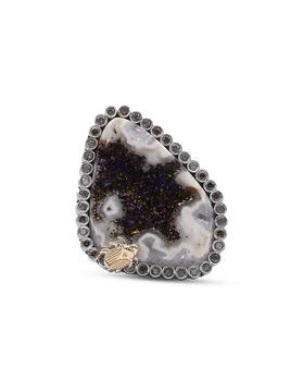 Stephen Dweck | 18K Yellow Gold & Sterling Silver One of a Kind Platinum Valley Druzy & Champagne Diamond Statement Ring,商家Bloomingdale's,价格¥31988