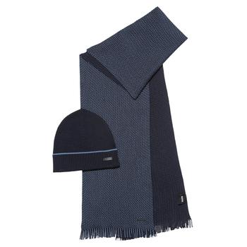 Hugo Boss | BOSS - LITALO SET Dark Blue Hat and Scarf Boxed Set in Virgin Wool 50475937 404商品图片,满$175享9折, 满折
