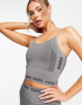 product Puma Training Evoknit seamless light support sports bra in charcoal grey image