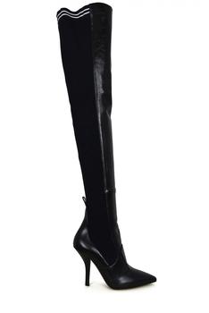 推荐Women Luxury Shoes   Fendi Stretch Over The Knee Black Leather Boots商品