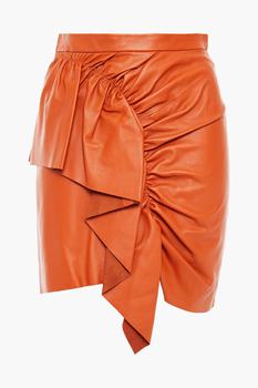 女士Isabel Marant, Isabel Marant | Nela ruffled ruched leather mini skirt商品图片 2.9折