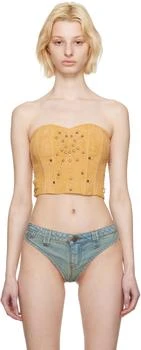 GUESS USA | Tan Lace-Up Suede Bustier,商家SSENSE,价格¥1601