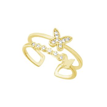 商品Essentials | Cubic Zirconia Double Row Butterfly Toe Ring in Gold Plate,商家Macy's,价格¥102图片