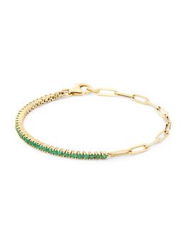 商品Saks Fifth Avenue Collection | 14K Gold & Emerald Half-&-Half Tennis Bracelet,商家Saks Fifth Avenue,价格¥13969图片