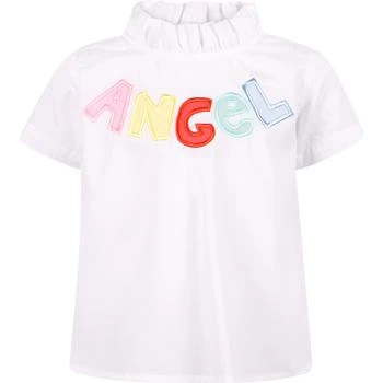 推荐Angel applique ruffled collar blouse in white商品