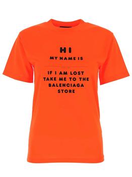 巴黎世家t恤正品, Balenciaga | BALENCIAGA 'Hi My Name Is' T-Shirt Orange商品图片 5折