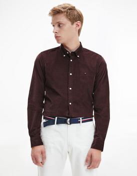 推荐Tommy Hilfiger icon logo slim fit flex cord shirt in burgundy商品