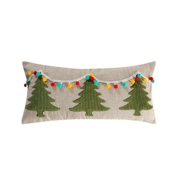 Levtex | Let It Snow Sparkle Christmas  Pom Decorative Pillow, 12" x 24",商家Macy's,价格¥236