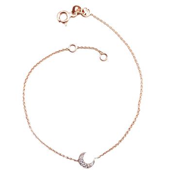 推荐Kismet by milka 14ct rose gold and diamond crescent moon bracelet商品