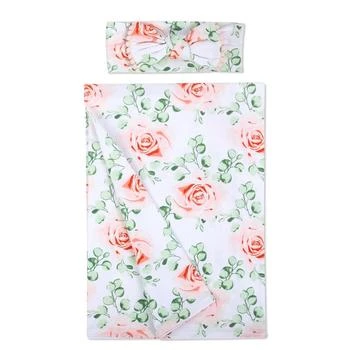 Baby Essentials | Baby Girls Soft Floral Swaddle Wrap Blanket with Matching Headband, 2 Piece Set,商家Macy's,价格¥164