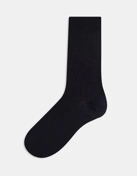 ASOS | ASOS DESIGN ankle socks in shiny rib in navy 6折