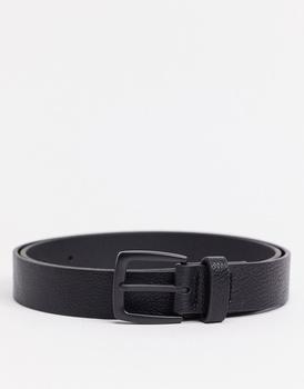推荐ASOS DESIGN wide belt in black faux leather with matte black buckle detail商品