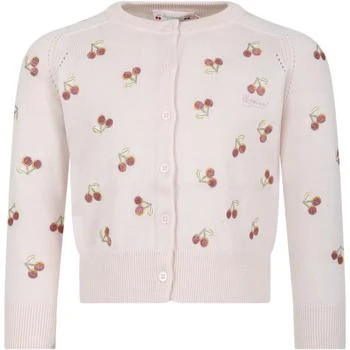 Bonpoint | Pink Cardigan For Girl With Cherries 9.1折, 独家减免邮费