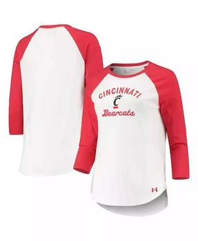 Under Armour | Women's White and Red Cincinnati Bearcats Baseball Raglan 3/4 Sleeve T-shirt,商家Macy's,价格¥228