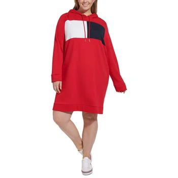 推荐Plus Size Colorblocked Hoodie Dress商品