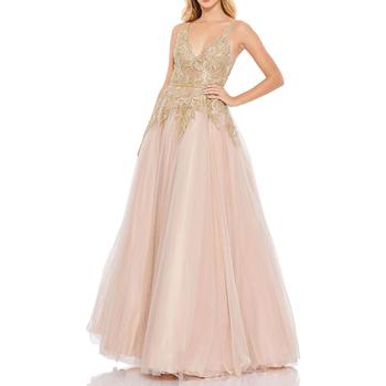 推荐Mac Duggal Women's Embroidered V-Neck Sleeveless A-Line Ball Gown商品