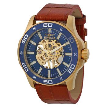 Invicta | Blue Skeletal Dial Brown Leather Mens Watch 17260商品图片,0.6折