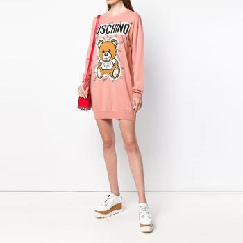 Moschino | Moschino 莫斯奇诺 女士粉色羊毛玩具熊运动衫连衣裙 EV0493-5501-1147商品图片,满$100享9.5折, 满折