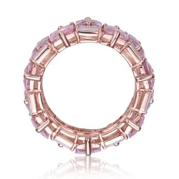 Genevive | GV Sterling Silver 18k Rose Gold Plated with Pink Ice & Cubic Zirconia Chunky Double Row Eternity Band Ring,商家Premium Outlets,价格¥598